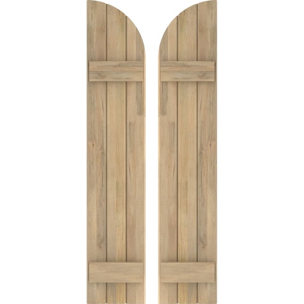 Ekena Millwork Americraft 3-Board (2 Batten) Wood Joined Board-n-Batten Shutters w/ Arch Top, ARW101BQ311X77UNH, PR ARW101BQ311X77UNH - main